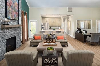 Clubroom with fireplace
